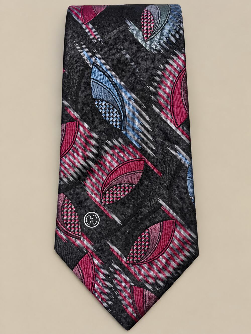 Vintage Halston III Geometric Abstract Wide Tie